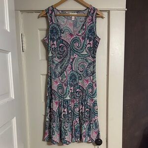 Paisley Print Sleeveless Mini Dress
